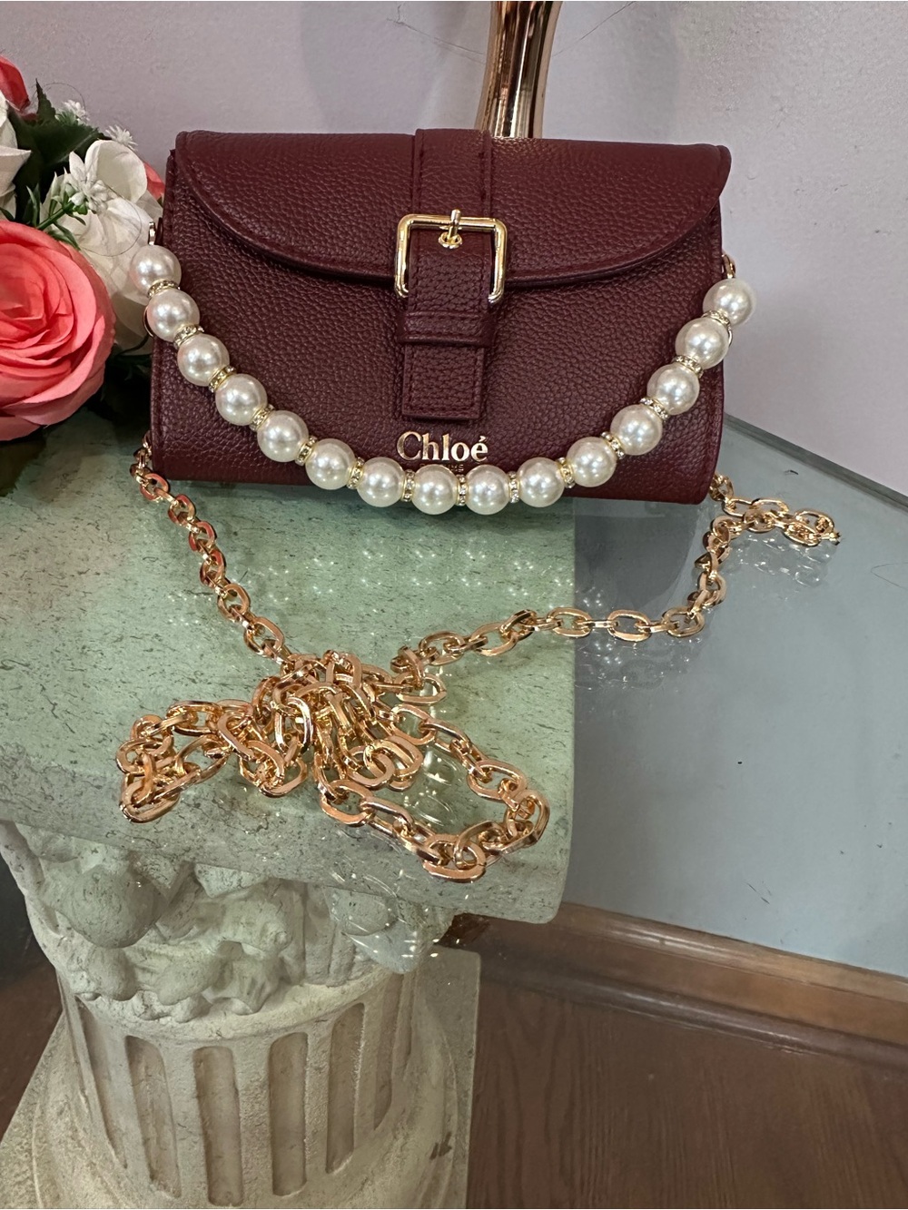 Chloe Burgundy clutch /pouch/
